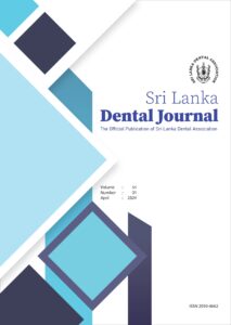 Sri Lanka Dental Journal Volume 54 Number 01 April 2024